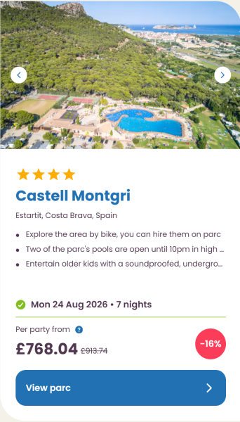 Eurocamp 2026 school holiday deals, August budget summer breaks, frugal mum travel guide, photo of castell montgri, spain