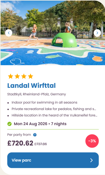 Eurocamp 2026 school holiday deals, August budget summer breaks, frugal mum travel guide, photo of landal wirfttal, germany