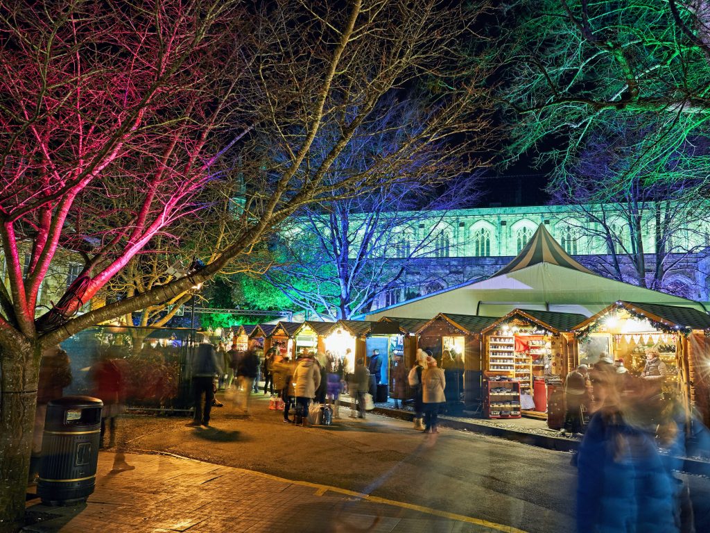 The 10 best UK Christmas Markets to visit with kids, frugal mum family travel guide, photo of winchester cathedral christmas market