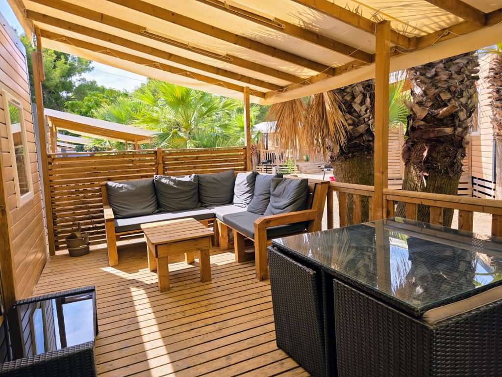 Eurocamp with Jet2, the complete package holiday guide with flights, frugal mum travel guide, photo of eurocamp decking