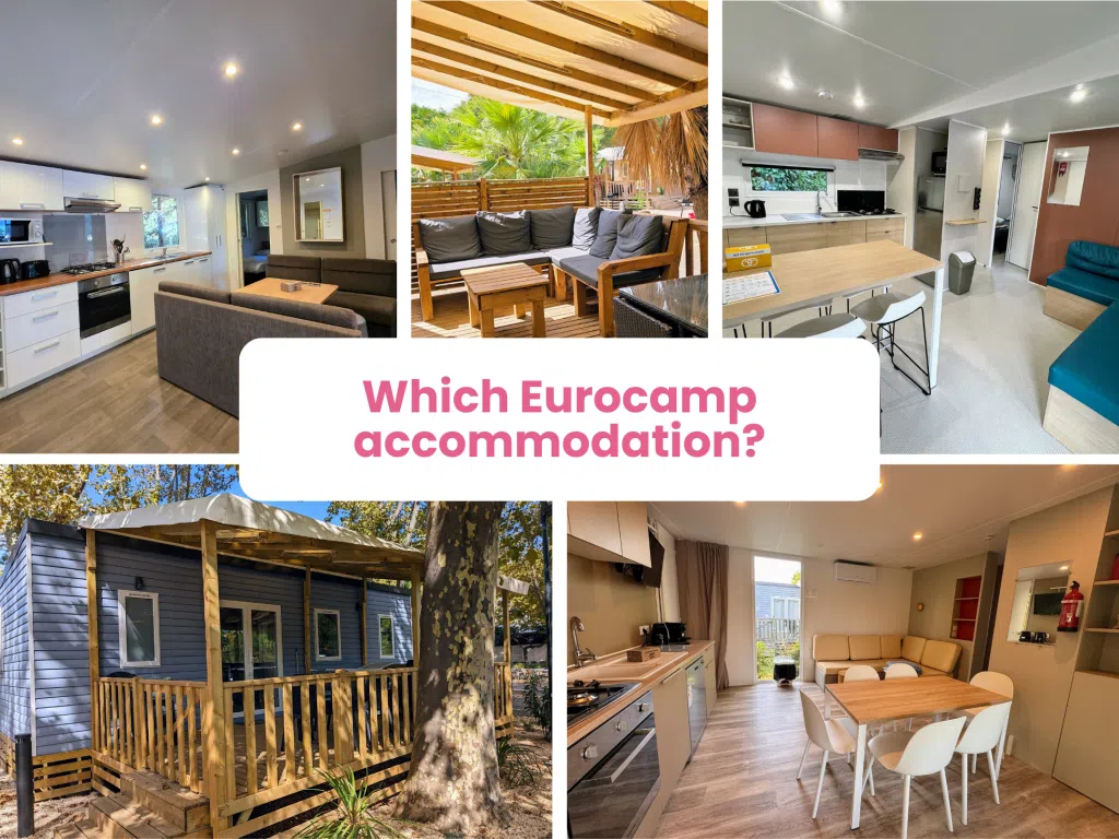 Eurocamp accommodation options title image, holiday home, frugal mum review