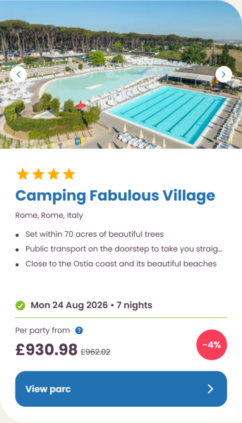 Eurocamp 2026 school holiday deals, August budget summer breaks, frugal mum travel guide, photo of camping fabulous village, italy