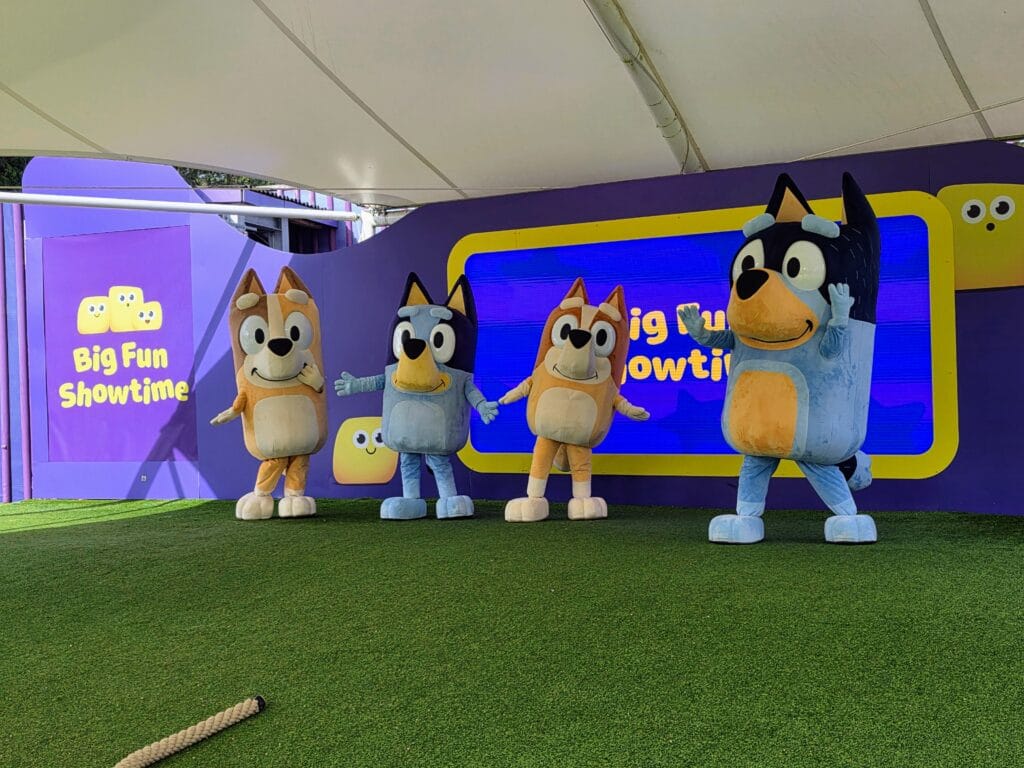 Alton Towers with Kids, frugal mum guide, photo of bluey characters