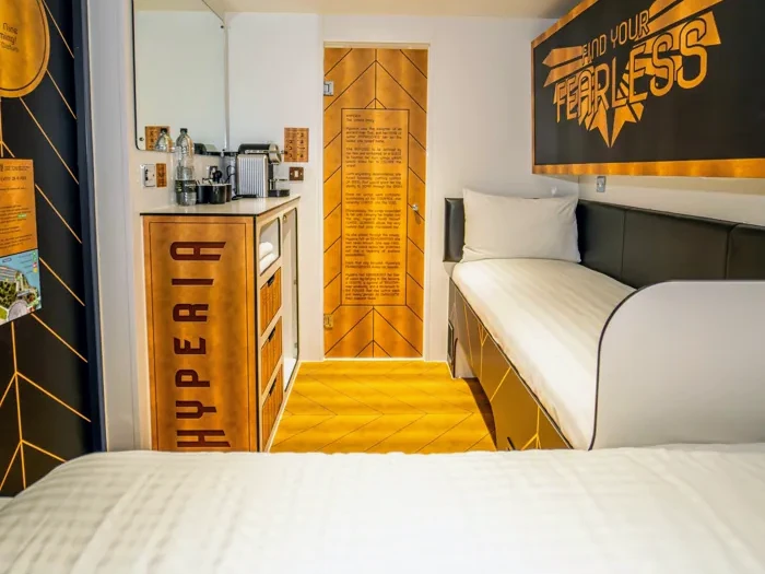 Thorpe Park with kids - the ultimate theme park and hotel guide, frugal mum guide, photo of shark cabins