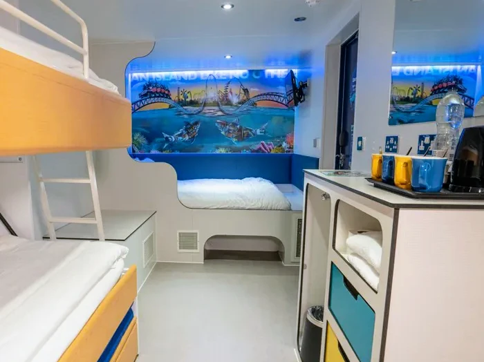 Thorpe Park with kids - the ultimate theme park and hotel guide, frugal mum guide, photo of shark cabins