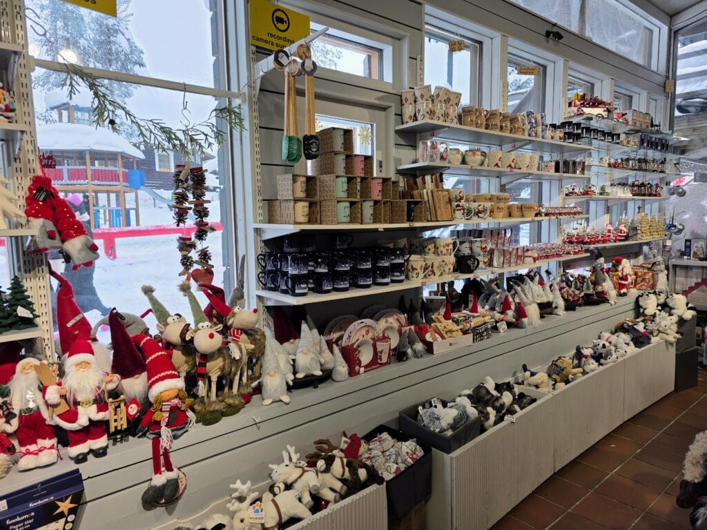 Santa Claus Village Rovaniemi frugal mum travel guide, photo of gift shop