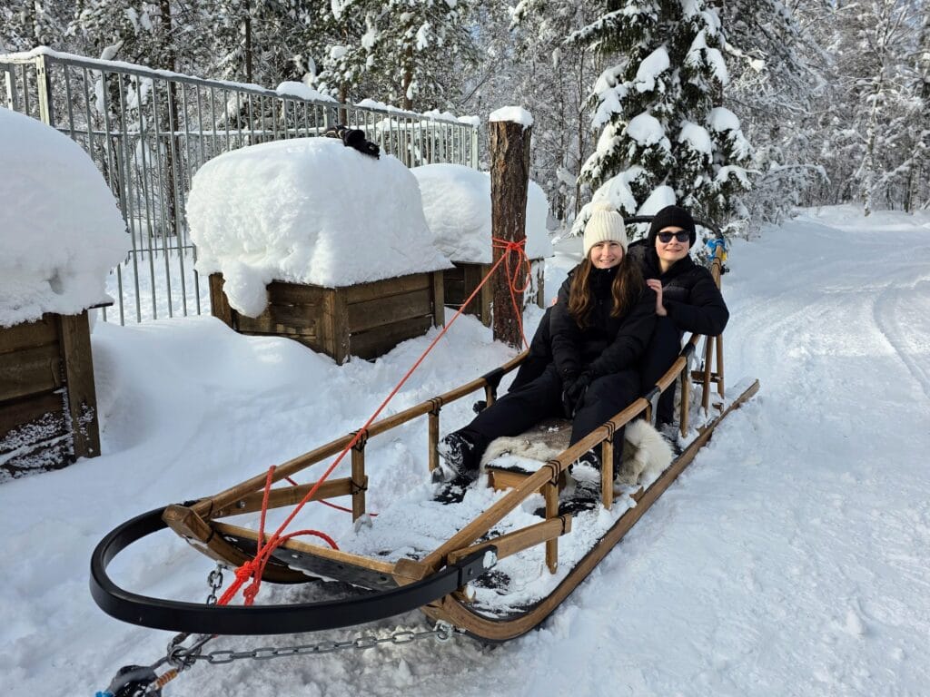 3 days in Rovaniemi with kids the perfect lapland family itinerary, frugal mum finland travel guide, photo of santa claus village husky ride