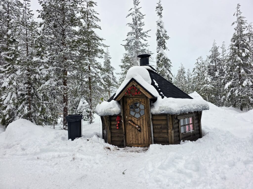 Lapland Winter Park Rovaniemi worth visiting with kids, frugal mum travel guide, photo of kota hut