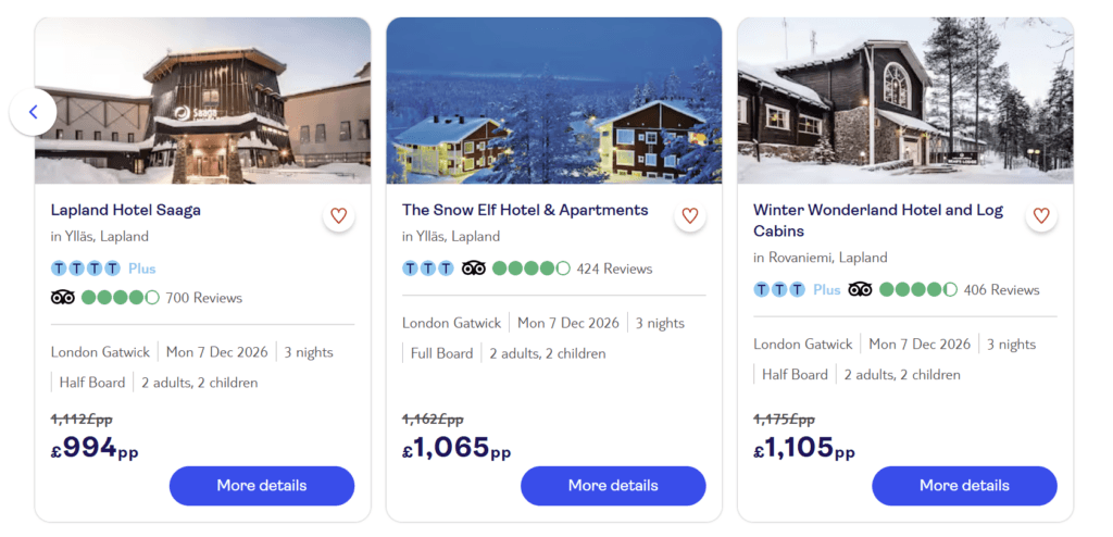 How much does a Lapland trip cost for a family of four, frugal mum travel guide, photo of tui package holidays