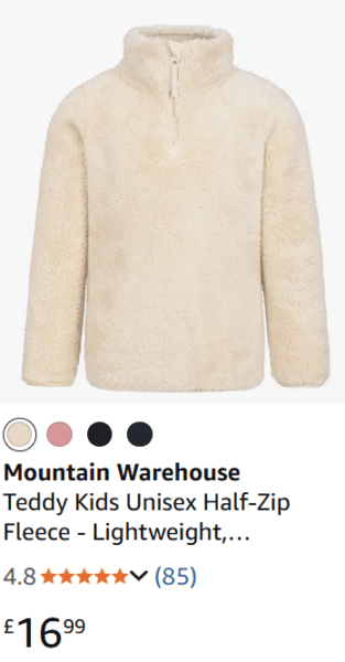 Lapland packing list for families, frugal mum travel guide, image of fleece mid layer