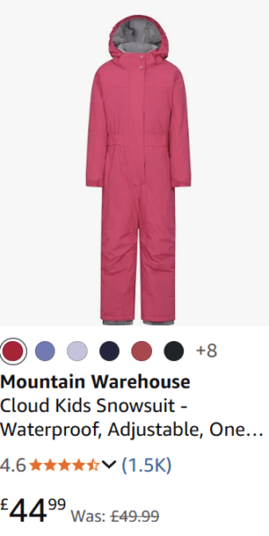 Lapland packing list for families, frugal mum travel guide, image of snow suit
