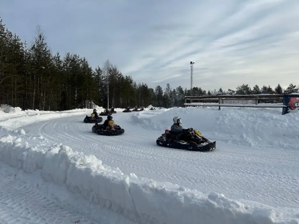 Best things to do in Rovaniemi with teenagers, frugal mum lapland travel guide, photo of ice karting