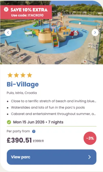 50 Eurocamp holidays cheap summer deals, frugal mum travel guide, image of bi village, croatia
