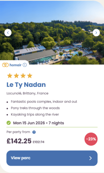 50 Eurocamp holidays cheap summer deals, frugal mum travel guide, image of le ty naddan, brittany