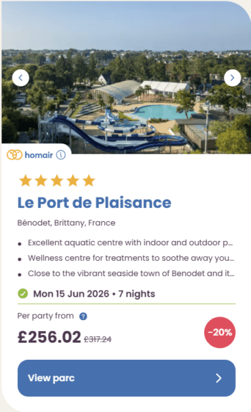 50 Eurocamp holidays cheap summer deals, frugal mum travel guide, image of le port de plaisance, brittany