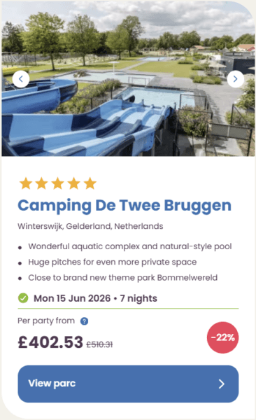 50 Eurocamp holidays cheap summer deals, frugal mum travel guide, image of camping de twee bruggen, netherlands