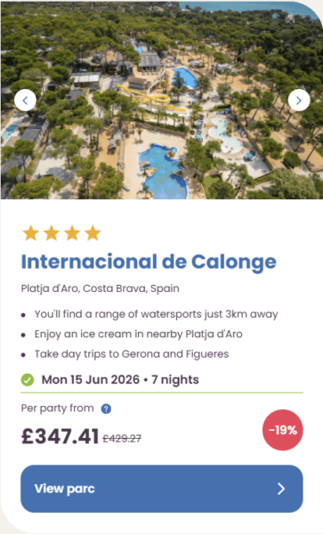 50 Eurocamp holidays cheap summer deals, frugal mum travel guide, image of internacional de calonge, spain