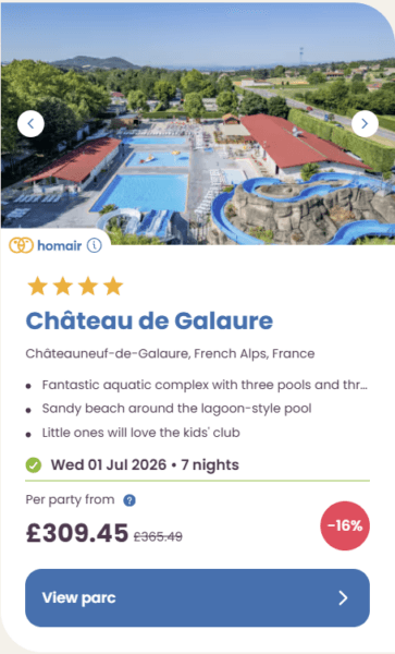 50 Eurocamp holidays cheap summer deals, frugal mum travel guide, image of chateau de galaure france