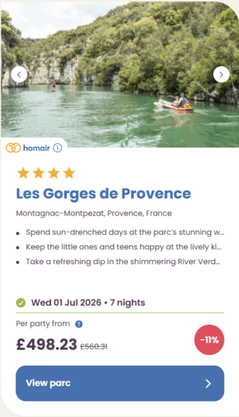 50 Eurocamp holidays cheap summer deals, frugal mum travel guide, image of les gorges de provence, france