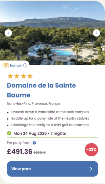 50 Eurocamp holidays cheap summer deals, frugal mum travel guide, image of domaine de la sainte baume
