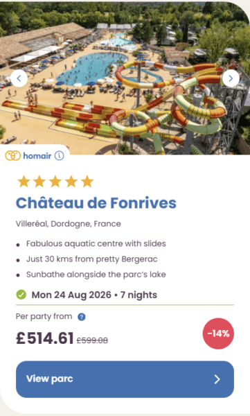 50 Eurocamp holidays cheap summer deals, frugal mum travel guide, image of camping de fonrives
