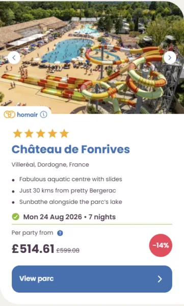 50 Eurocamp holidays cheap summer deals, frugal mum travel guide, image of camping de fonrives