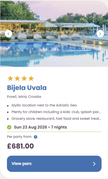 50 Eurocamp holidays cheap summer deals, frugal mum travel guide, image of bijela uvala, croatia