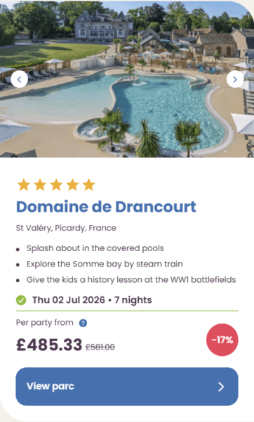 50 Eurocamp holidays cheap summer deals, frugal mum travel guide, image of domaine de drancourt, picardy