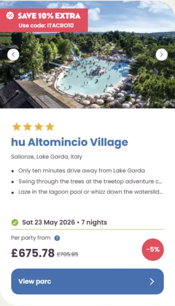 50 Eurocamp holidays cheap summer deals, frugal mum travel guide, image of hu altomincio village, italy