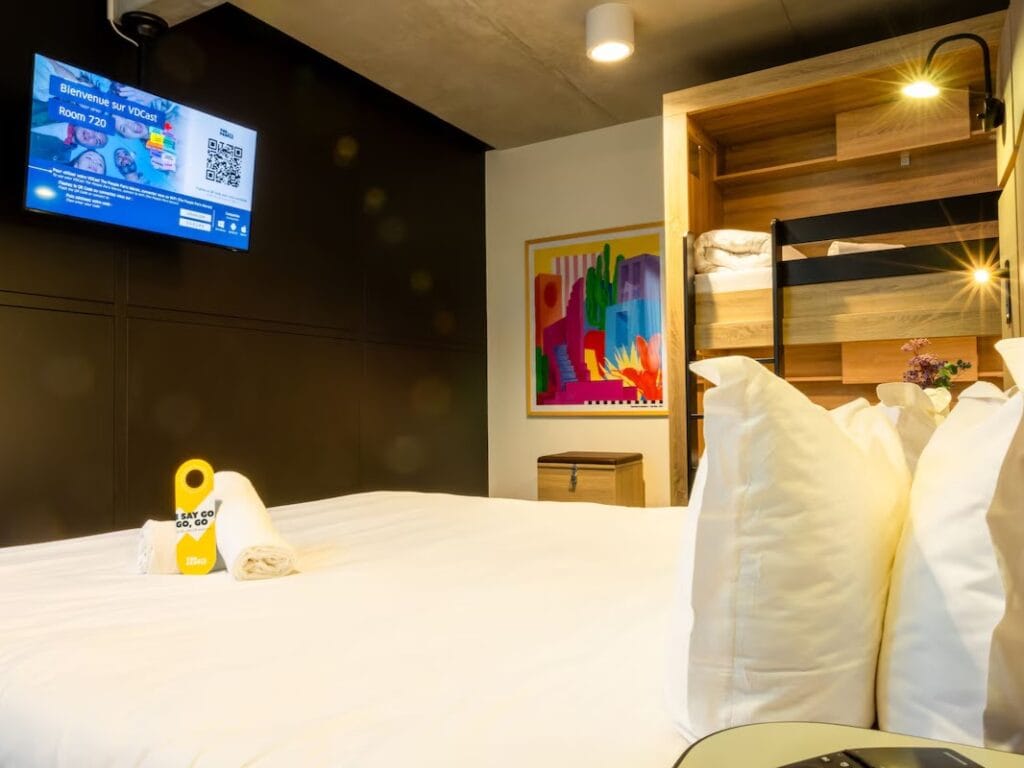 Where to Stay in Paris with Kids, frugal mum travel guide, image of the people paris hotel room