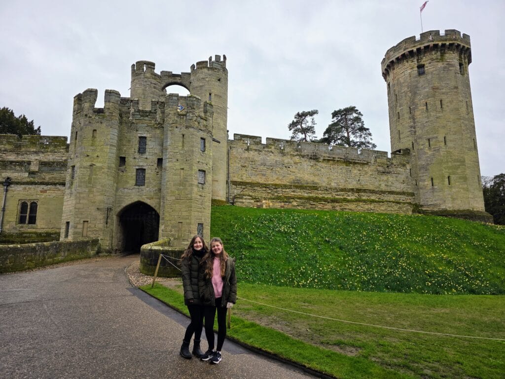 Warwick Castle Hotel Review, frugal mum travel guide, photo in front of castle