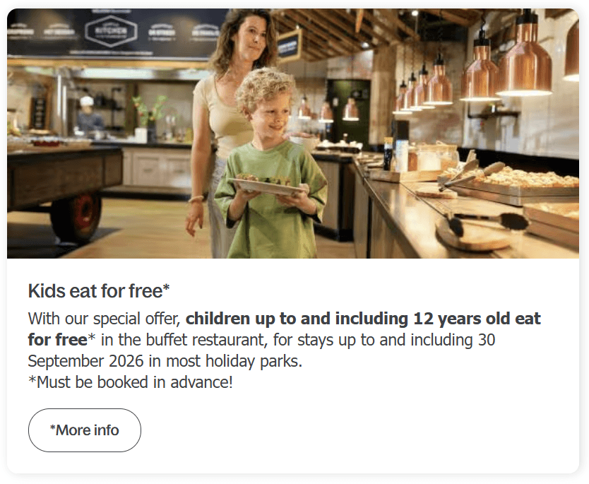 Family Travel Deals, May Bank Holiday 2026 Sales, frugal mum travel guide, image of kids eat free center parcs eu