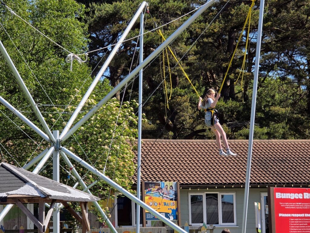Parkdean Resorts Warmwell Holiday Park Review, Dorset, frugal mum guide, photo of bungee trampoline