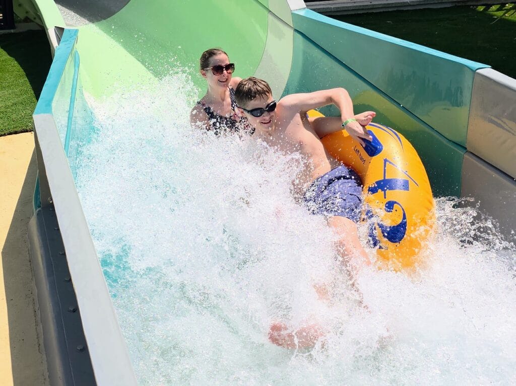 Eurocamp Holiday Review, Le Mané Guernehué, Brittany, France, frugal mum travel guide, photo of waterslide