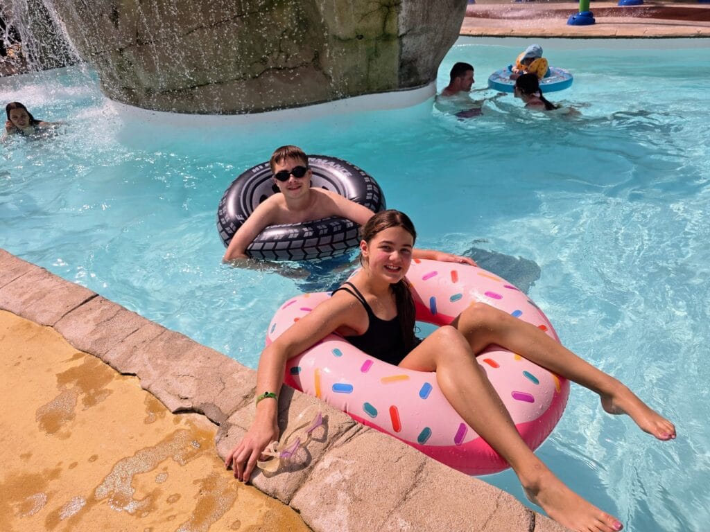 Eurocamp Holiday Review, Le Mané Guernehué, Brittany, France, frugal mum travel guide, photo of lazy river