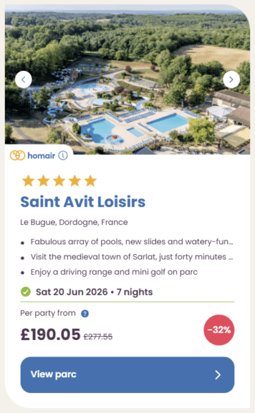 Eurocamp Last Minute Deals, summer 2026, saint avit loisirs