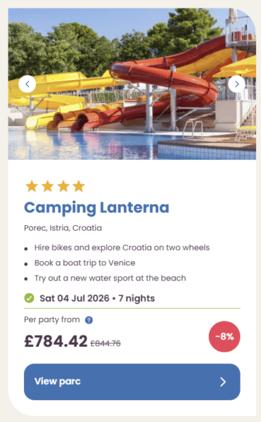 Eurocamp Last Minute Deals, summer 2026, camping laterna