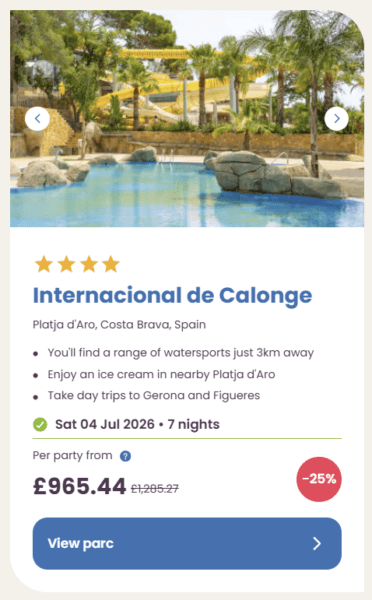 Eurocamp Last Minute Deals, summer 2026, internacional de calonge