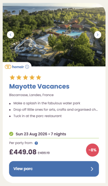Eurocamp Last Minute Deals, summer 2026, mayotte vacances