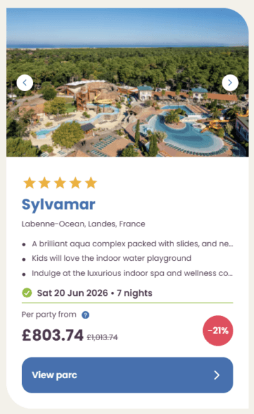 Eurocamp Last Minute Deals, summer 2026, sylvamar