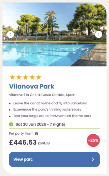 Eurocamp Last Minute Deals, summer 2026, vilanova park