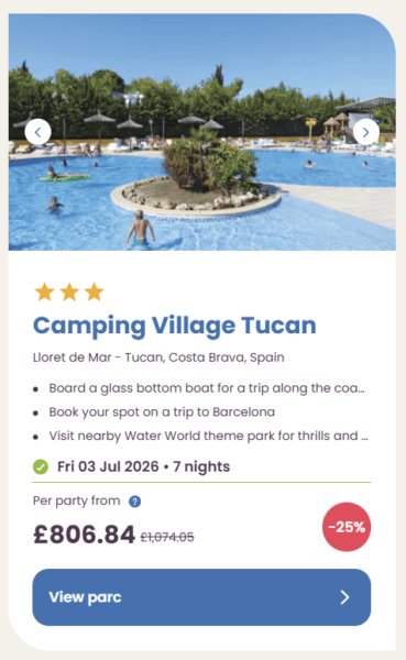 Eurocamp Last Minute Deals, summer 2026, camping village tucan