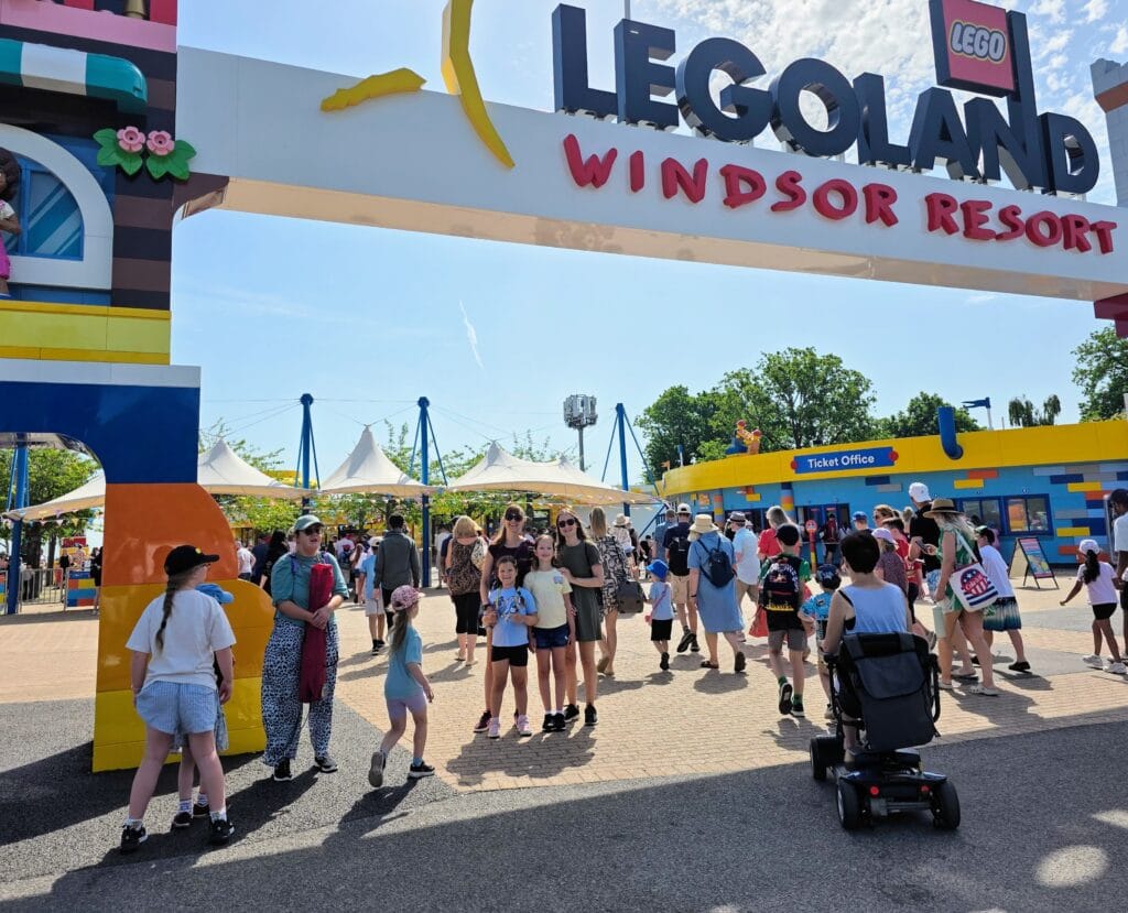 LEGOLAND Windsor Hotel and woodland village lodges review, frugal mum guide, photo at entrance