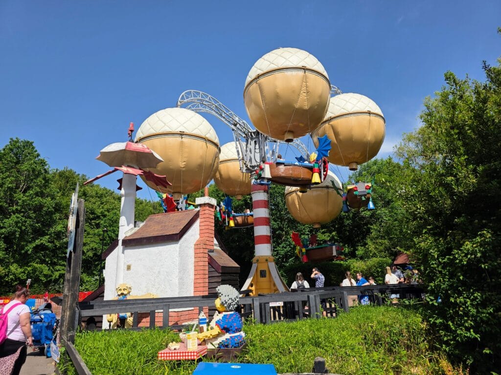 LEGOLAND Windsor Hotel and woodland village lodges review, frugal mum guide, photo of flying ride