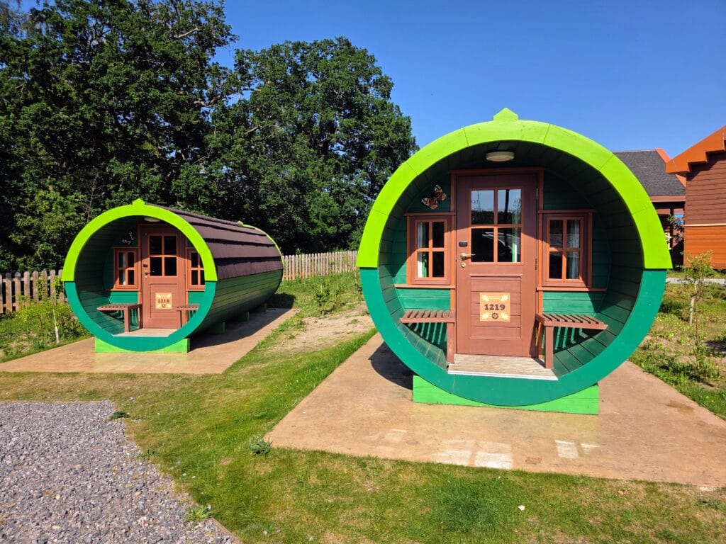 LEGOLAND Windsor Hotel and woodland village lodges review, frugal mum guide, photo of camping barrels