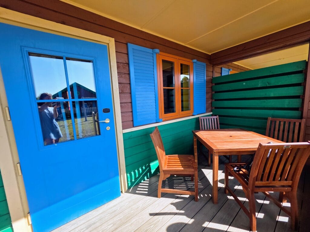 LEGOLAND Windsor Hotel and woodland village lodges review, frugal mum guide, photo of decking