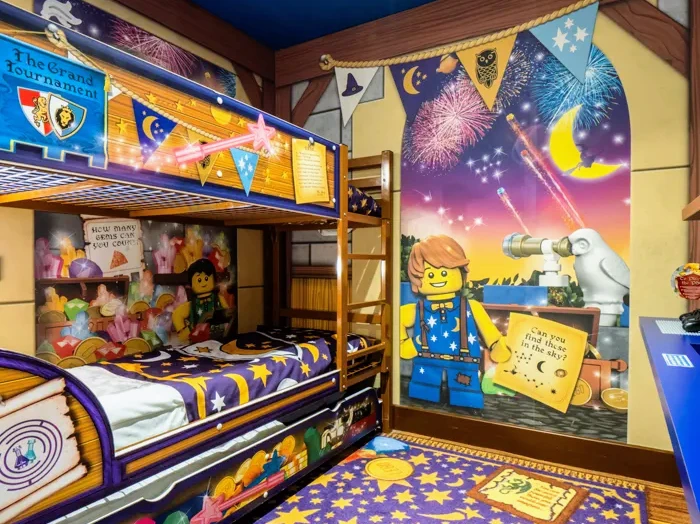 LEGOLAND Windsor Hotel and woodland village lodges review, frugal mum guide, photo of castle hotel room