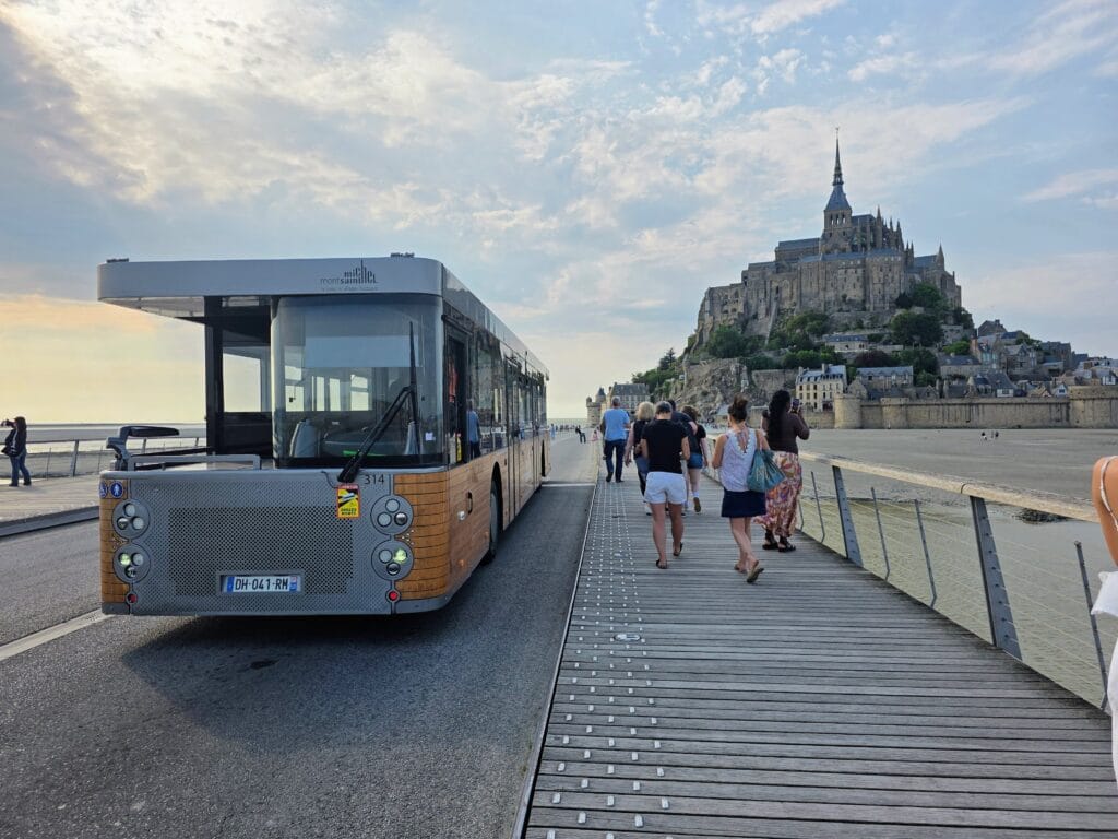 Visiting Mont Saint-Michel with Kids, Family Frugal Mum Guide, photo of shuttle bus