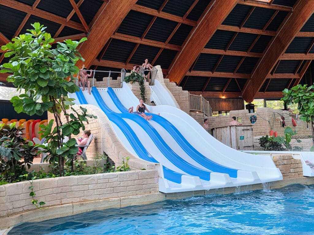 Eurocamp Holiday Review, Domaine des Ormes, Brittany, France, frugal mum photo of subtropical pool slides