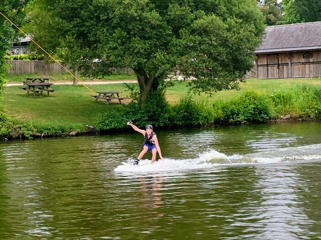 Eurocamp Holiday Review, Domaine des Ormes, Brittany, France, frugal mum photo of wakeboarding